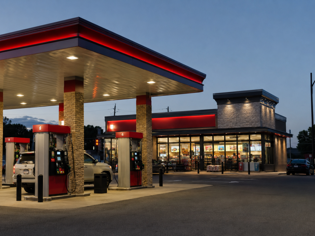 gas station food signage